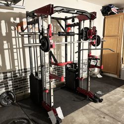 Smith Machine 200 | Adjustable Bench | 245lb Cast Iron Olympic Weights | 7ft Olympic Bar | Fitness | Gym Equipment | FREE DELIVERY/INSTALLATION 🚚 🛠️