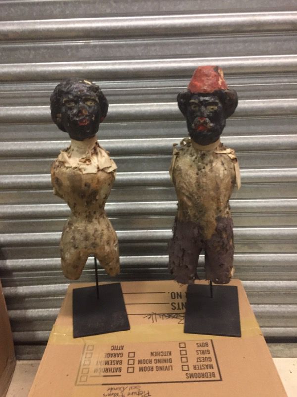 Pair hand carved figures