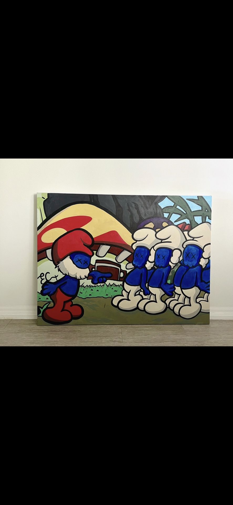 Kaws smurf acrylic painting