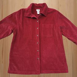 L.L. Bean Corduroy Shacket Red Size M-Reg Men’s Cotton Long Sleeve Button Down
