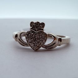 14K Gold & Diamonds Claddagh Ring