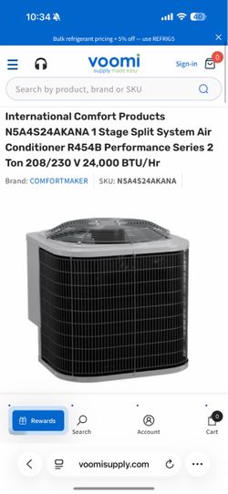 International Comfort Products N5A4S24AKANA 1 Stage Split System Air Conditioner R454B Performance Series 2 Ton 208/230 V 24,000 BTU/Hr