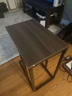 Dark Brown Side Table with Metal Frame