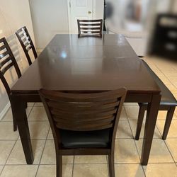 Dining Table With Chairs,solid Wood 