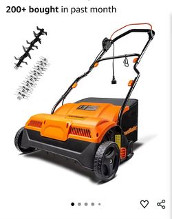 9599: LawnMaster GVB1316 Electric 16” 13 Amp Dethatcher and Scarifier with 12 Gallon Collection Bag