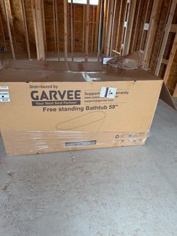 59 Inch Freestanding Bathtub, Deep Soaking Acrylic Tub