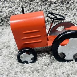 Harvest Tractor Orange Metal 6" x 3" Fall Indoor Home Décor Ornament Halloween