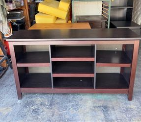 Dark Cherry TV entertainment center media console bookcase cabinet sofa table. Like new. Measurement;  14 inch c deep 54Lx  32H .