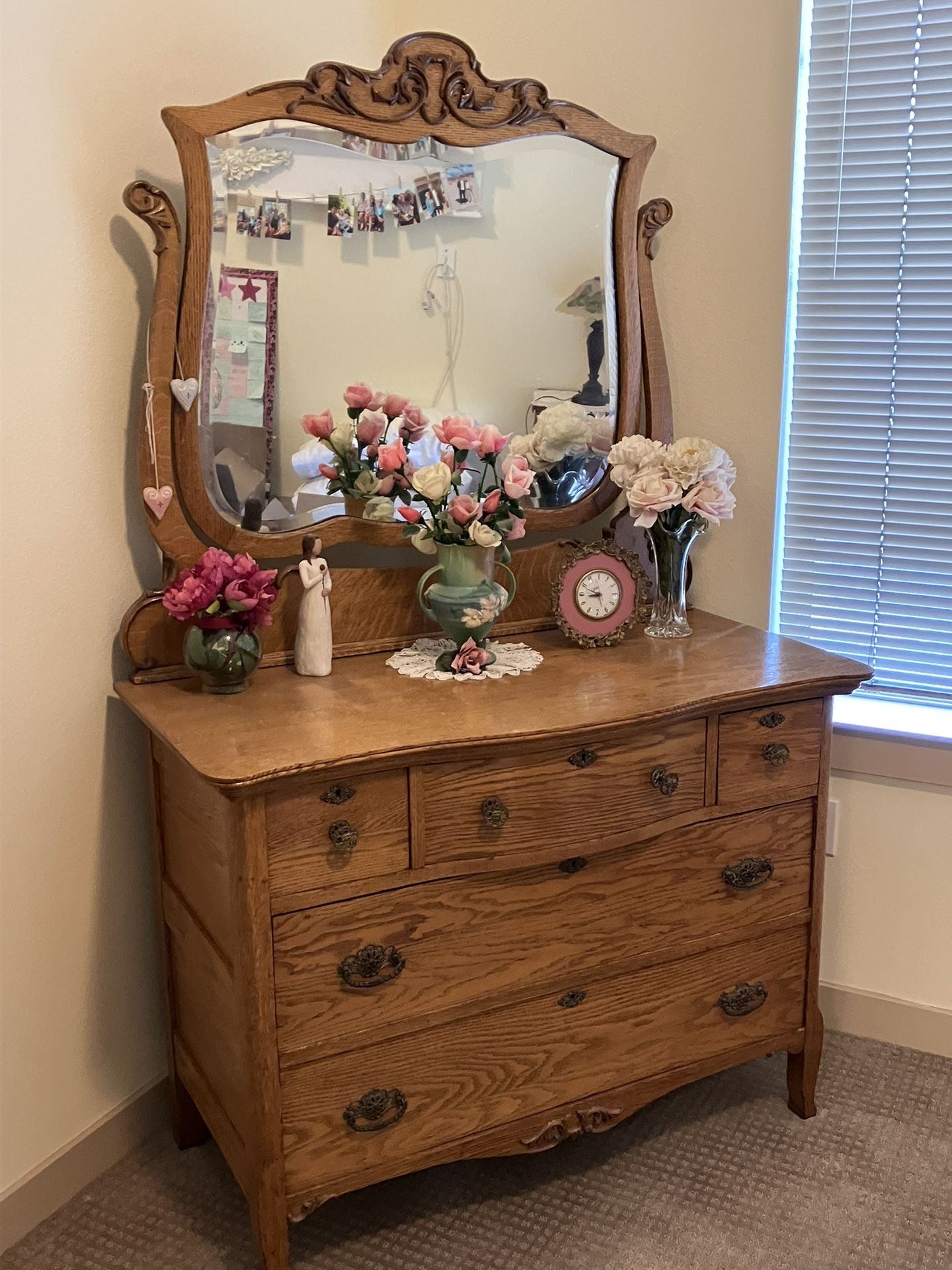 Oak Dresser With Mirror