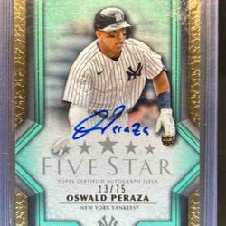 2023 Topps Five Star Oswald Peraza Aqua Auto #13/75 Yankees