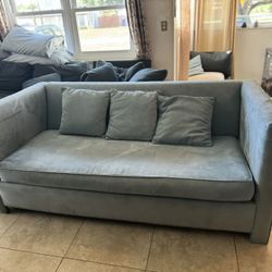 Blue Suede Pull Out Couch