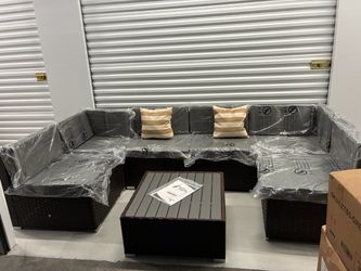 (FREE DELIVERY) 108”55”55” Sectional BRAND NEW Fully Assembled Large Wicker Set NEW