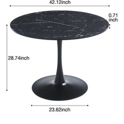 Faux Marble Round Pedestal Table