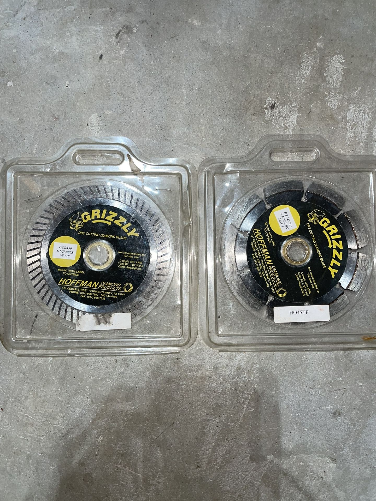 Grizzly 4.5 Inch Dry Cutting Diamond Blades
