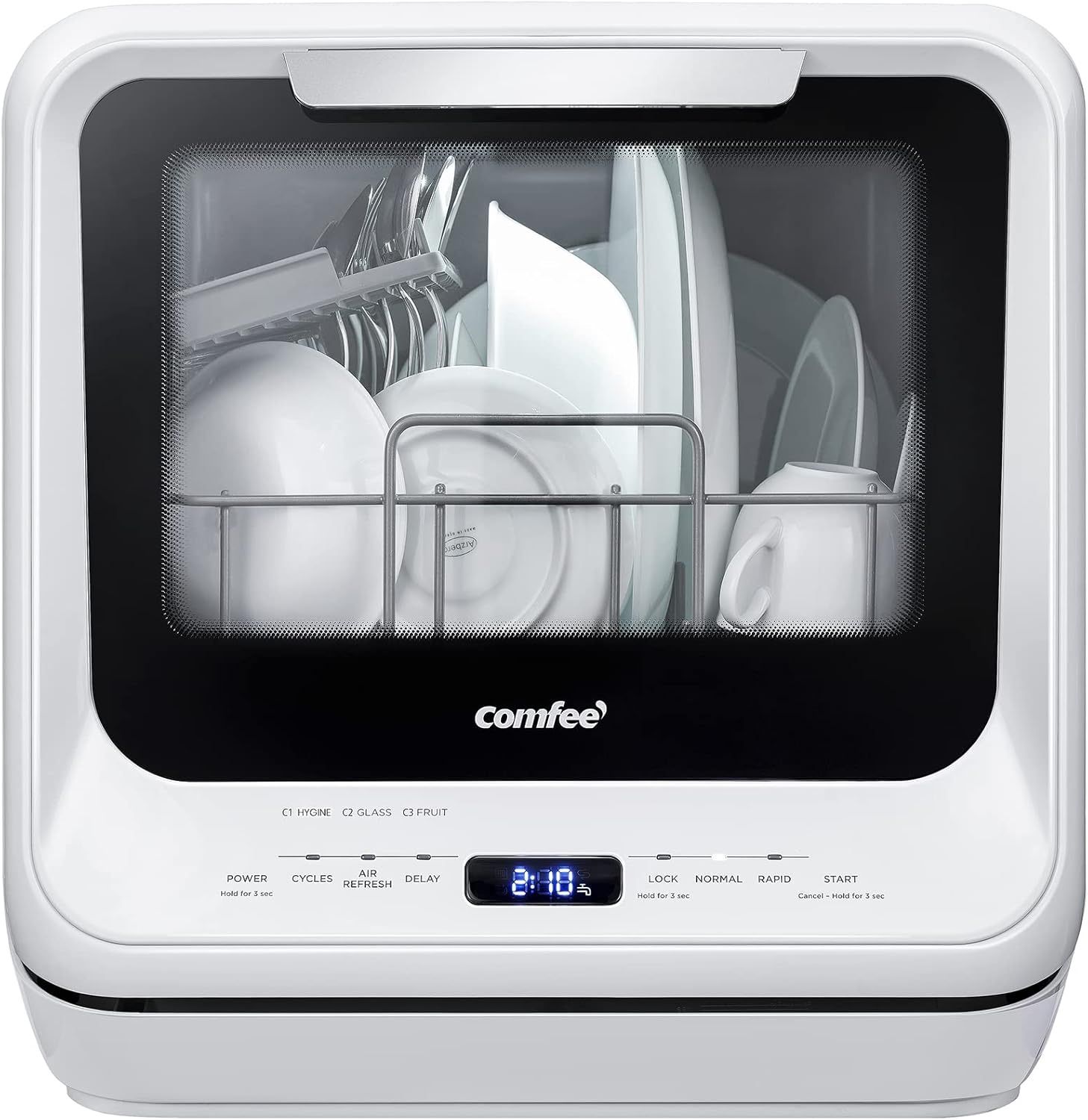 COMFEE’ Portable Dishwasher Countertop with 5L Built-in Water Tank