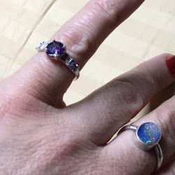 Amethyst Gemstone Set In Sterling Silver Ring Size 7