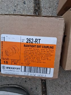 Bridgeport 262-RT Raintight EMT Coupling 1" Box of 15