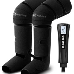 New air  Compression Leg Massagers  with Heat - Relieves Foot Knee Pain, Eases Varicose Veins, Cramps, Swelling Edema relief