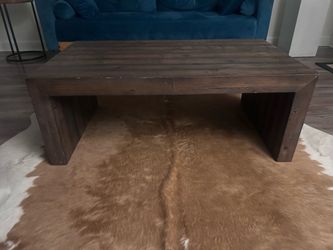 West Elm Dark Wood Rustic Coffee Table