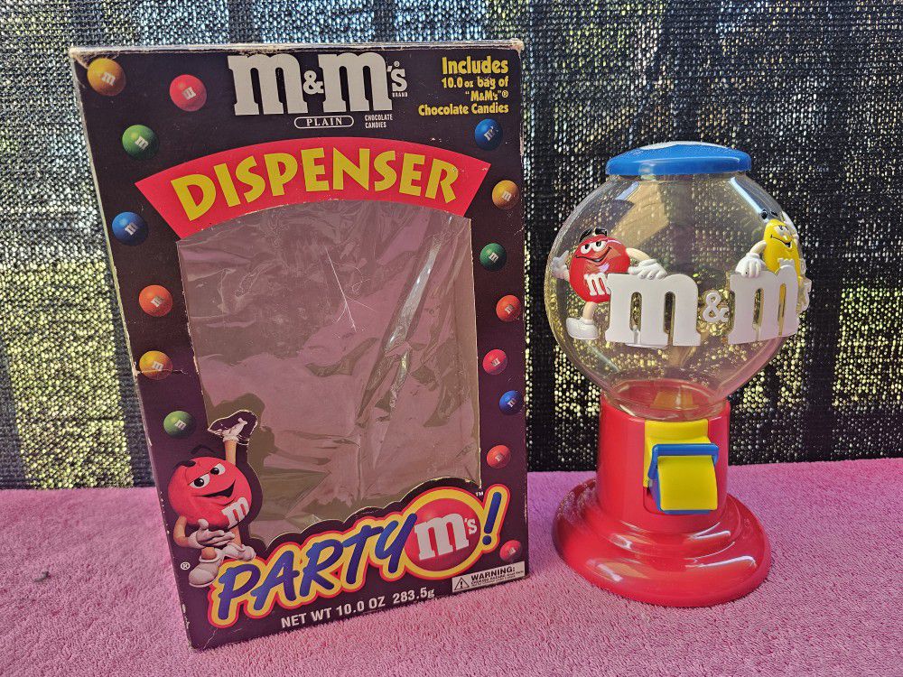 M&M's Party M’s Candy Dispenser Vintage Collectible in Box Retro Gumball