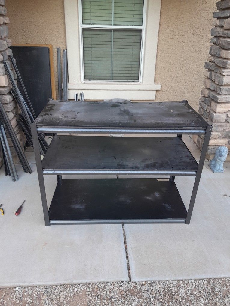 3 Tier Metal Utility Shelving Units 48x24x36 $30 Each 2 Sets Available Garage Shelves