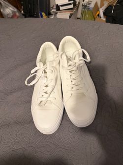 White Low-Top Lace-Up Sneakers