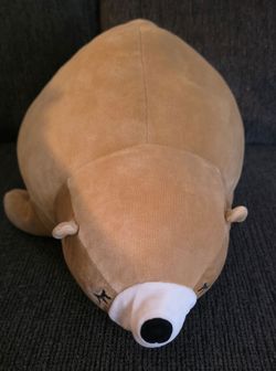 Miniso Life Brown Cuddling Bear Squishy Pillow Laying Sleeping Toy Plush Stuffed Animal