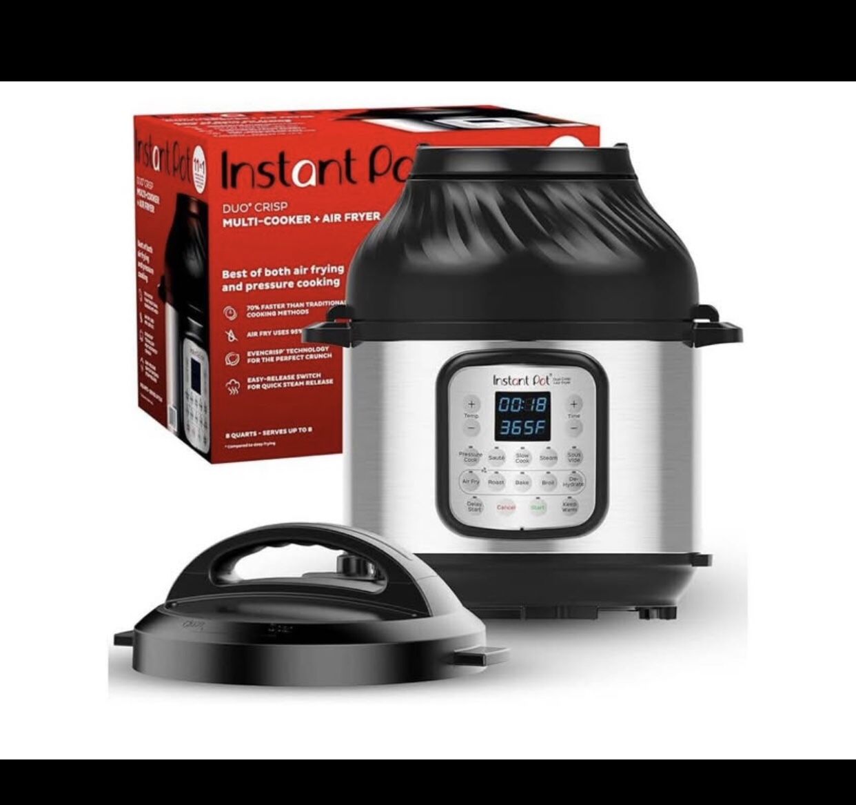 Instant Pot Duo Crisp - Freidora de aire 11 en 1 y olla eléctrica a presión con tapas para diferentes formas de cocción, freidora de aire, vaporizador