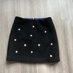 Black Woolen Mini Skirt