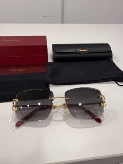 Cartier Glasses (Diamond Cut), Black Lense, Gold Frame