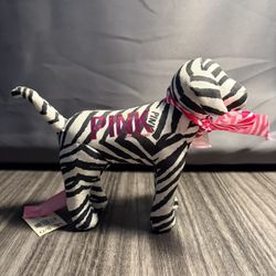 Victoria's Secret PINK Black White Zebra RARE Small Stuff Plush Dog COLLECTIBLE