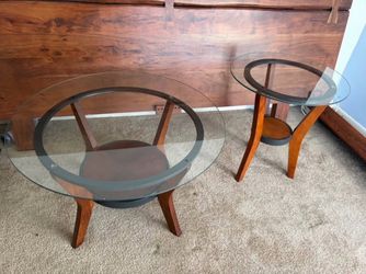 Round Glass Top Coffee and End Table Set