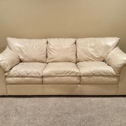 White Leather Couch. 
