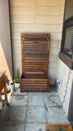 plant stand with storage bench