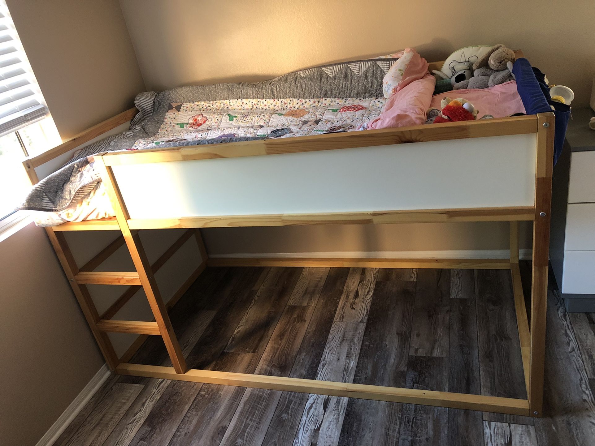 IKEA KURA Low Loft Bed with Plutten Mattress