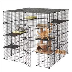 EXTRA LARGE LIKE NEW CUSTOMIZABLE CAT CAGE - CATS INDOOR OUTDOOR BLACK PLAYPEN