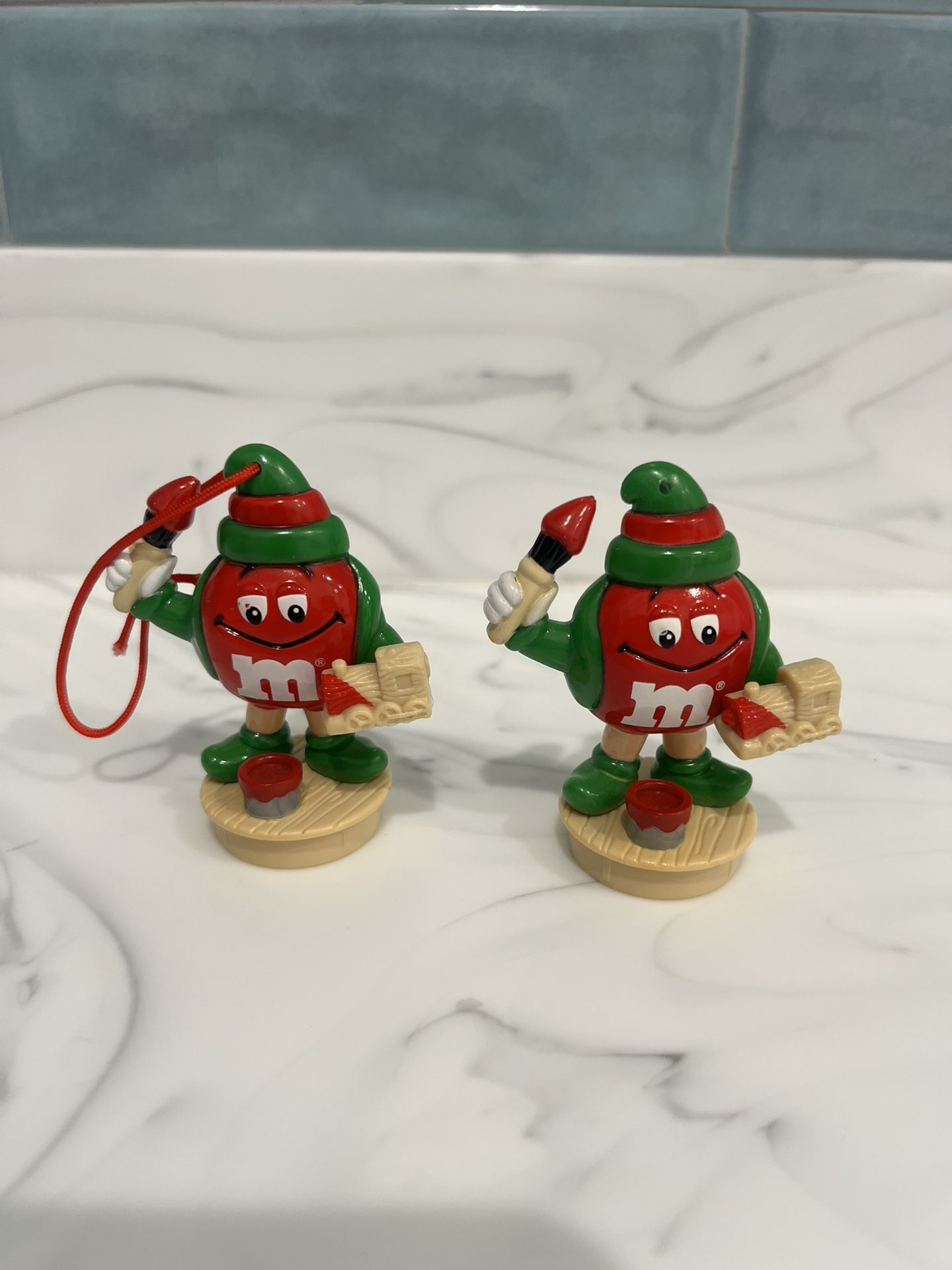 2 Mini Vintage M&Ms Christmas Tree Ornaments
