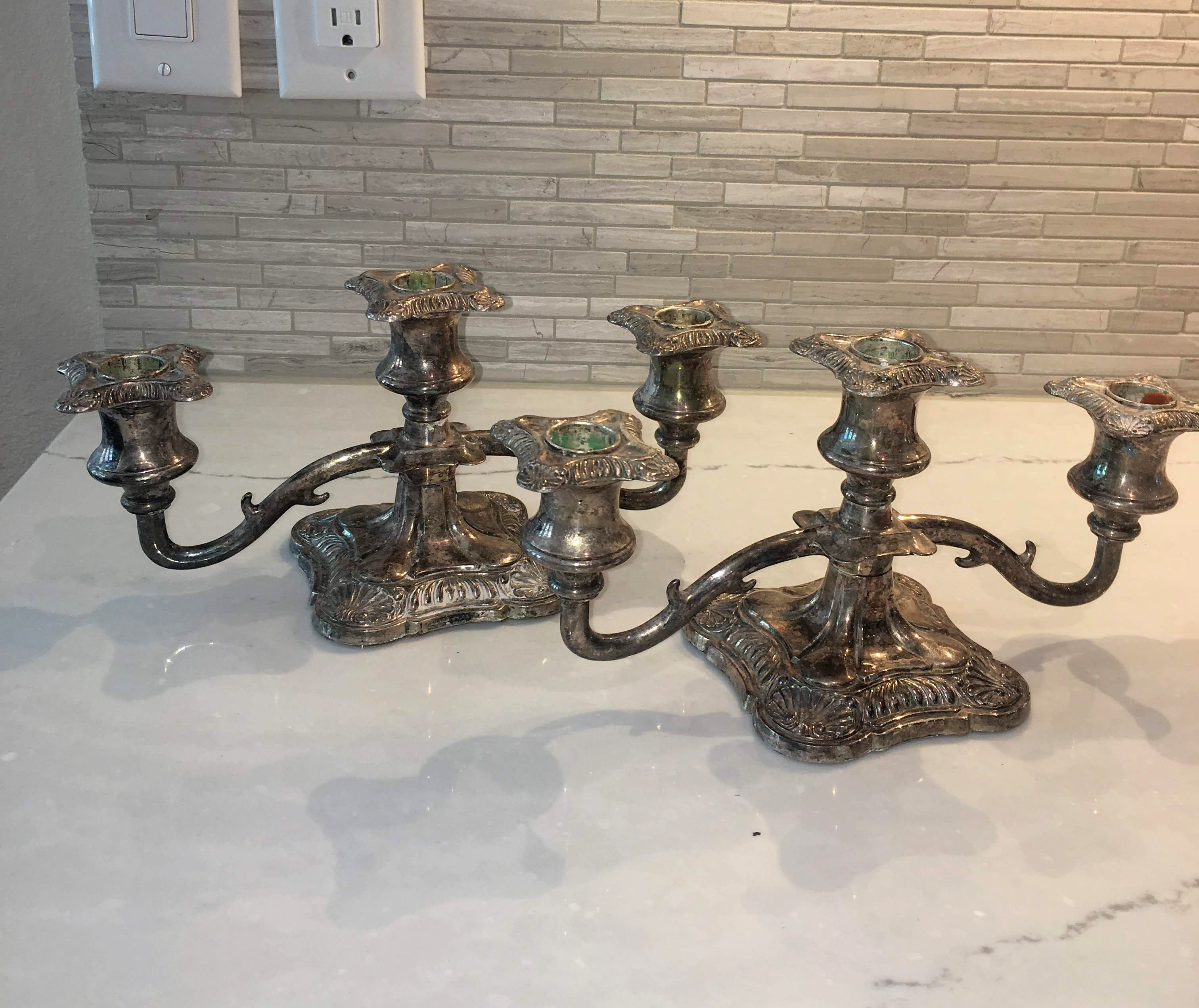Sterling Silver 3 Candlestick Candelabra’s (Set Of 2)
