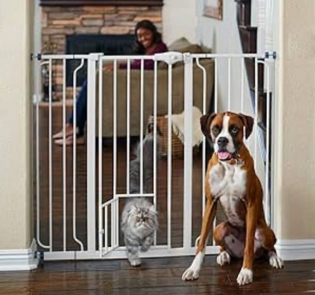 NEW Extra Tall Walk Through Pet BABY DOG CAT GATE WITH MINI DOOR