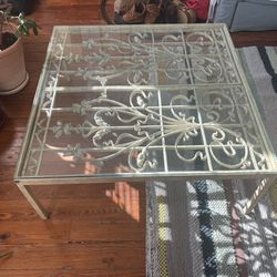 Glass And Wrought Iron Table