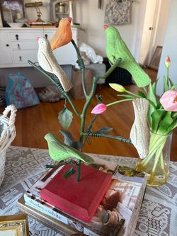 Decorative Metal Bird Tree Sculpture