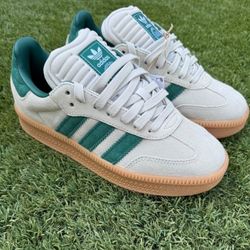 Adidas Original Sambas XLG Thick Sole Sneakers WHITE/GREEN/GUM Size 6.5
