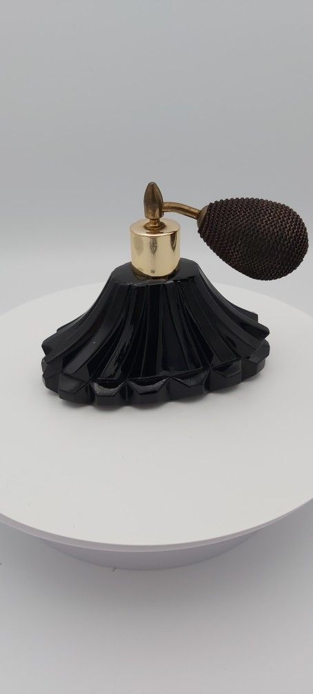 Beautiful Vintage Black Glass Atomizer Made In Austria