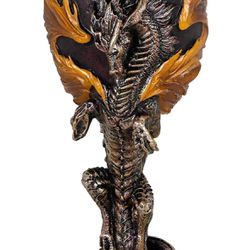 alikiki Medieval Flame Dragon Wine Goblet - Fantasy Dungeons and Dragons Wine Chalice Goblet- 7oz Stainless Steel Cup Drinking Vessel - Ideal Novelty 