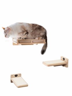 BULK LOT: Brand New 3PC Wooden Cat Wall Shelf Sets (10+ Available) - Wholesale Deal