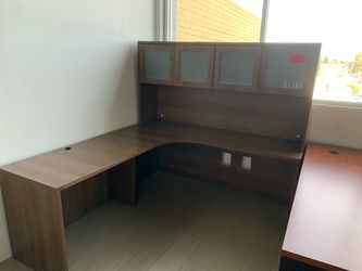 Desk l shape with hutch walnut 72”x78”