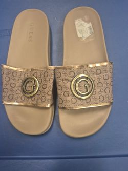 Guess Brown/Gold Women Slides
