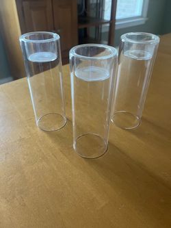 Clear Glass Cylinder Candle Holders Set of 3
