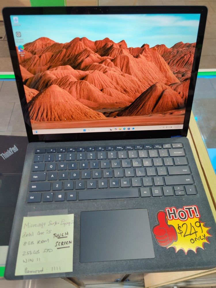 Microsoft Surface Laptop 2 Touch Screen Intel Core ,8gb Ram 256gb SSD, Win 11. Very good Battery Backup. Comes with Charger and Micro