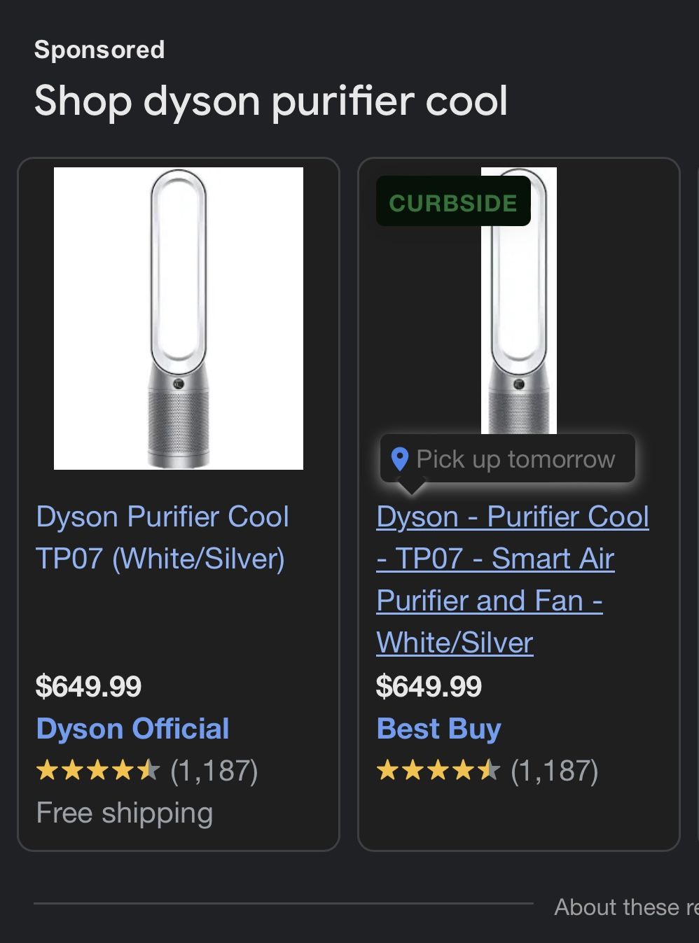 Dyson Tp07 Smart Cool Purifier And Fan White /silver